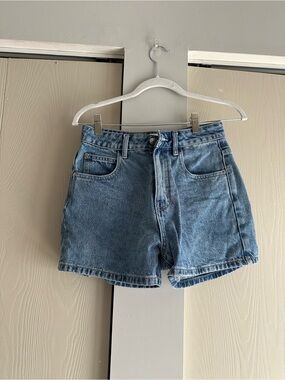 Princess Polly Light Blue High-Rise Jean Shorts
